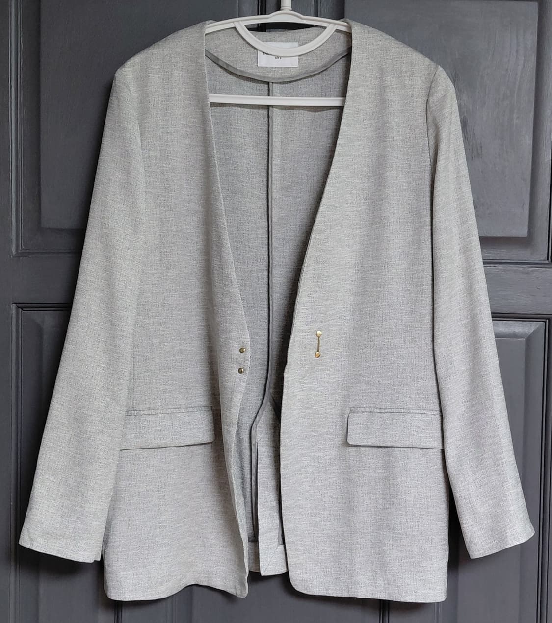 THE SUIT COMPANY she 노칼라 린넨라이크 자켓 (40) 상품이미지6