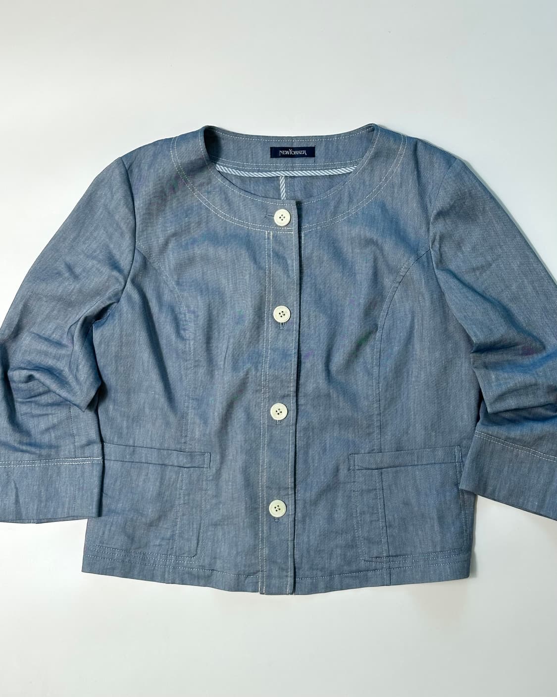 라이트 블루 버튼 자켓 블라우스  상품이미지6