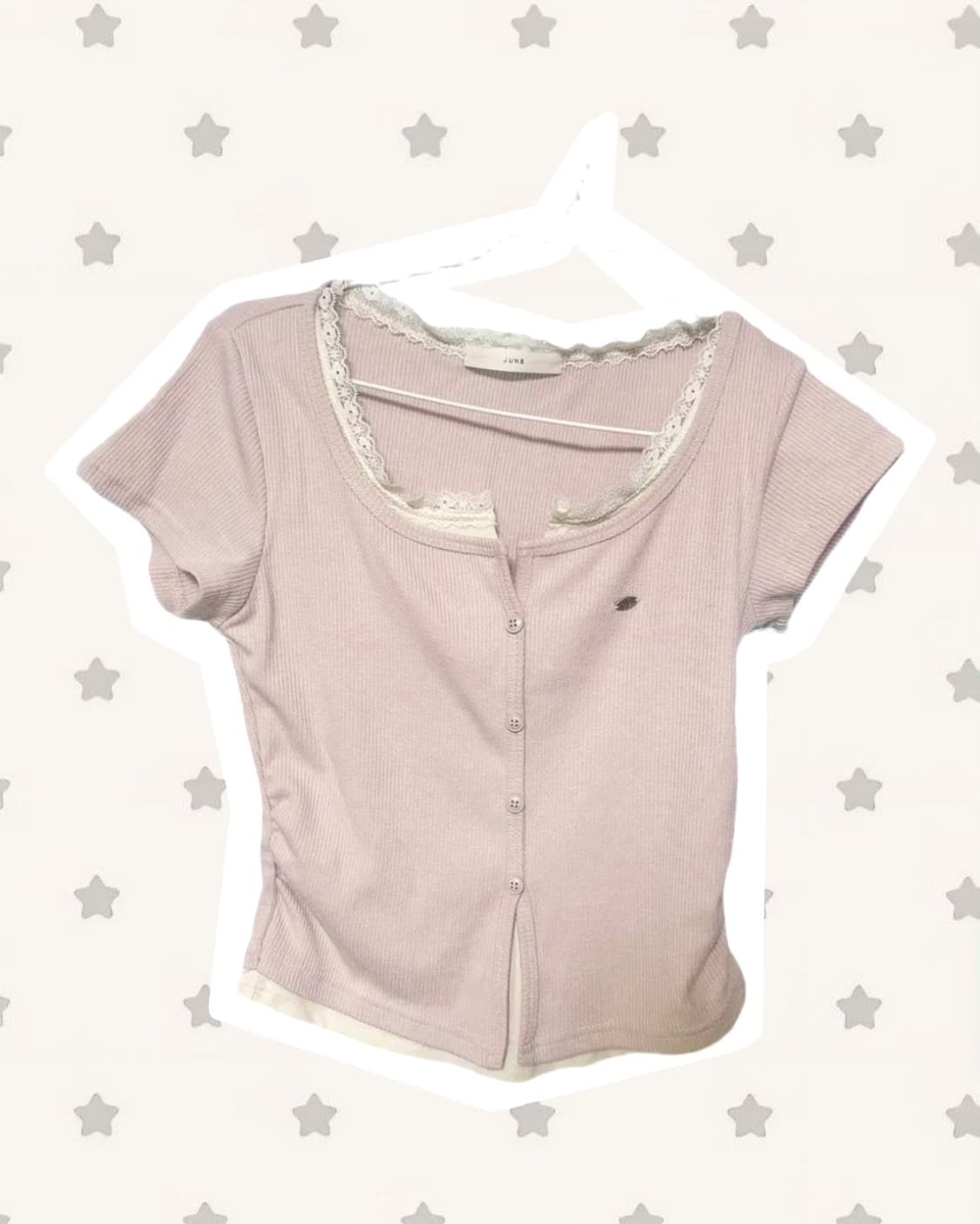 핑크 반팔 레이스 티셔츠 빈티지 상품이미지1