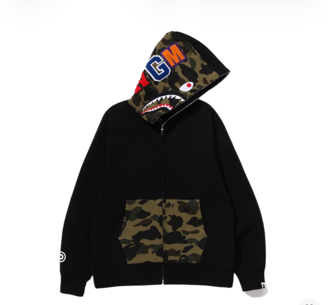 베이프 샤크 풀 집 후드 블랙 XL 상품이미지1