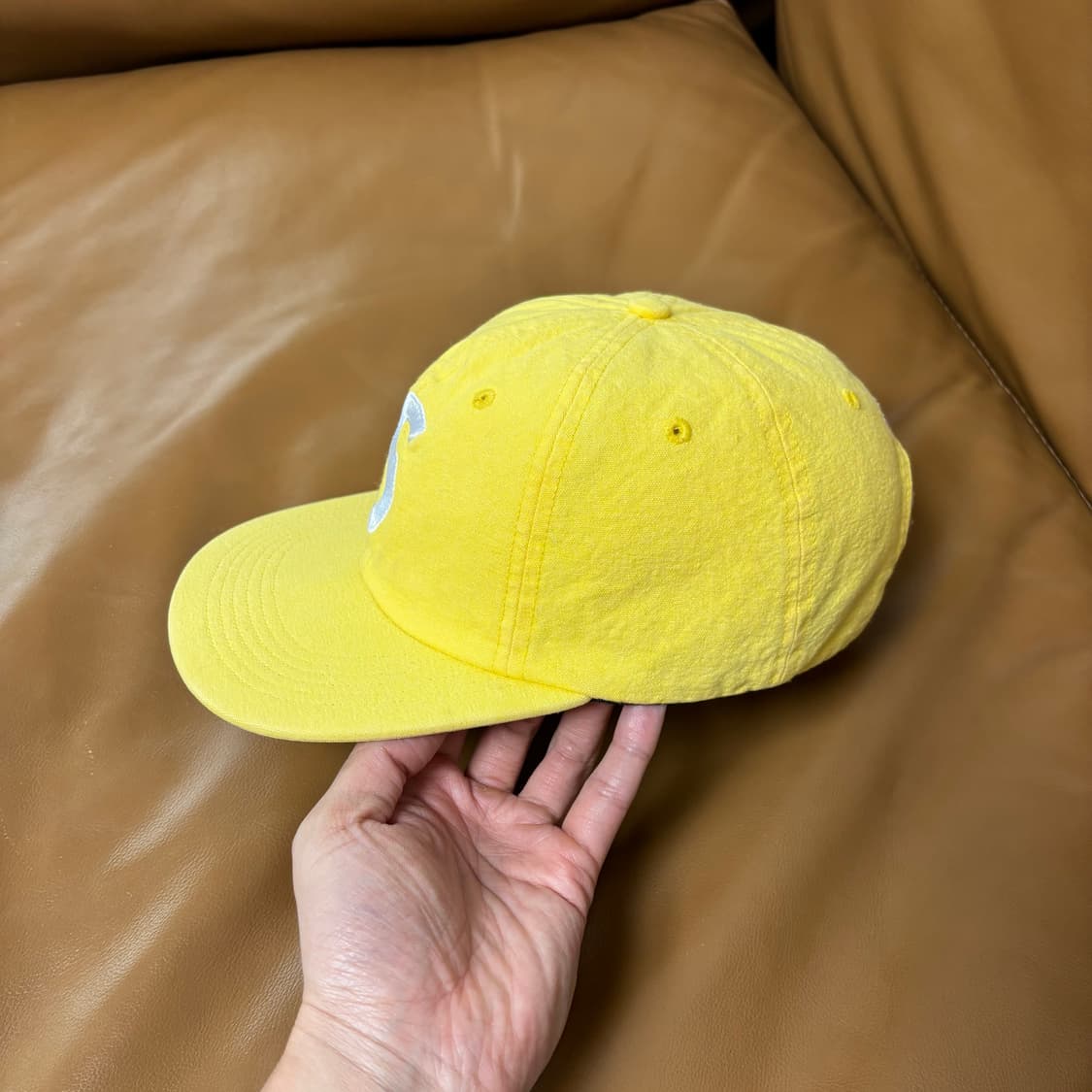 슈프림 S로고 볼캡 모자 워시드 옐로우 상품이미지4