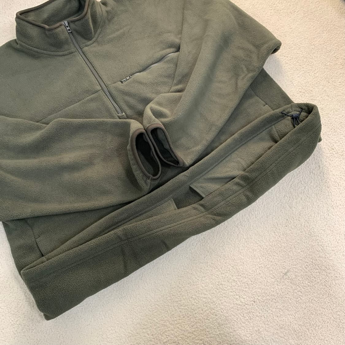 유니클로 후리스 하프집업 오버사이즈 풀오버(XL/올리브)신칠라 플리스 상품이미지5