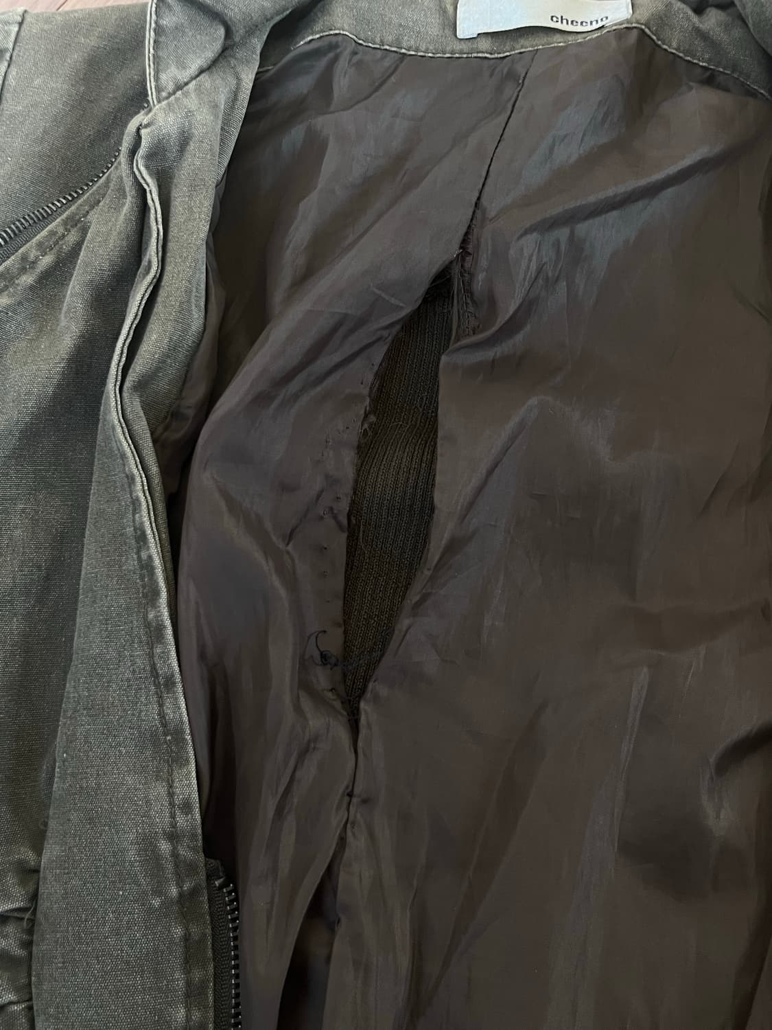 •Japanese vintage• y2k 카키 코튼자켓 니트 배색 자켓 상품이미지7