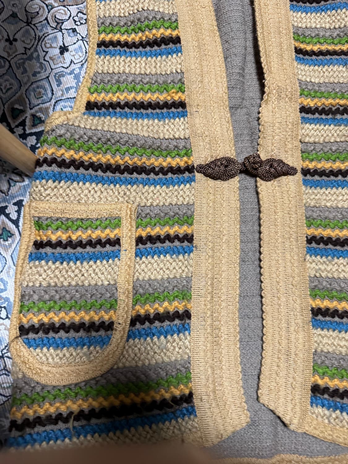 베이지 컬러믹스 빈티지 니트 조끼 베스트 상품이미지8