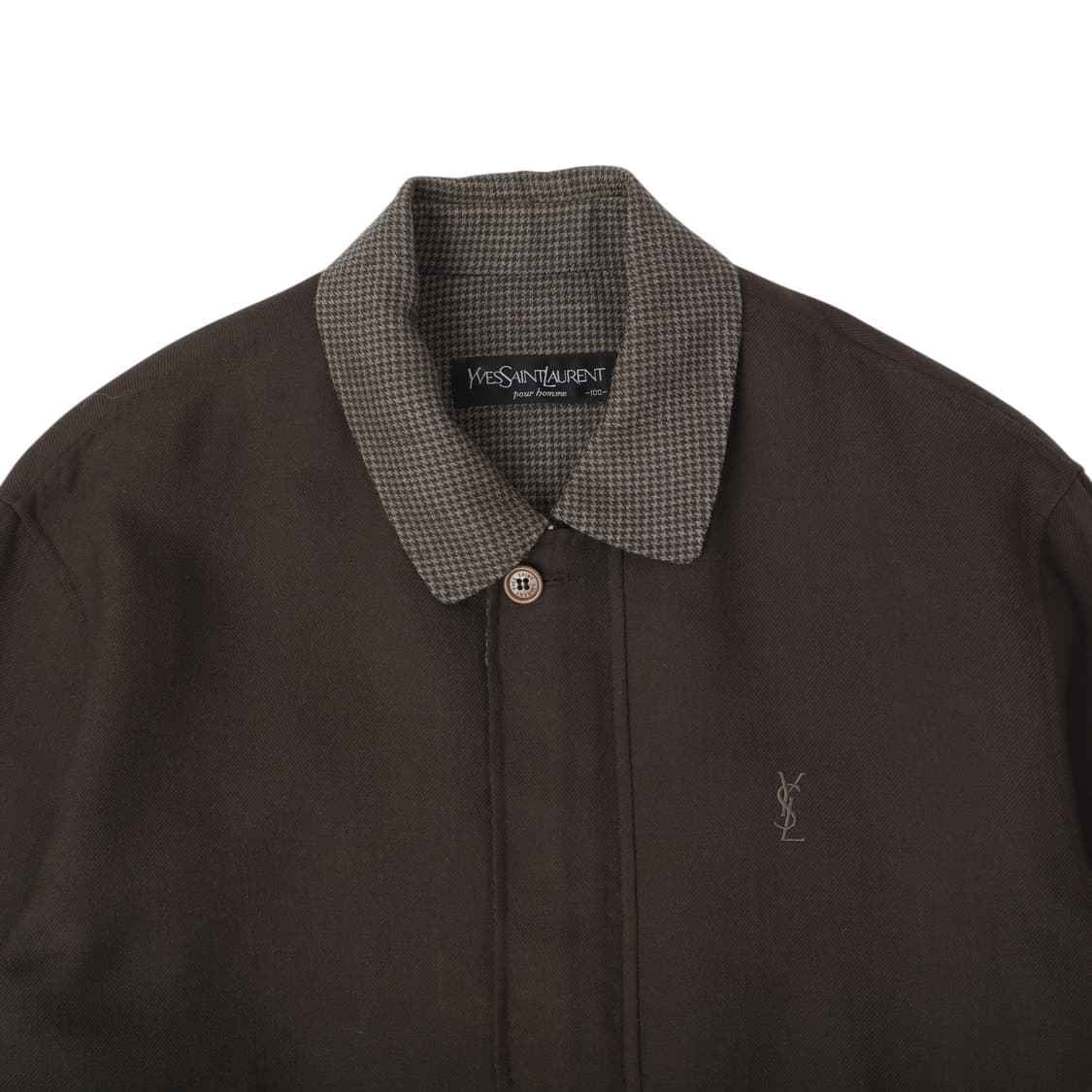 입생로랑 ysl로고 체크카라 캐시미어 블렌드 울 블루종 상품이미지2