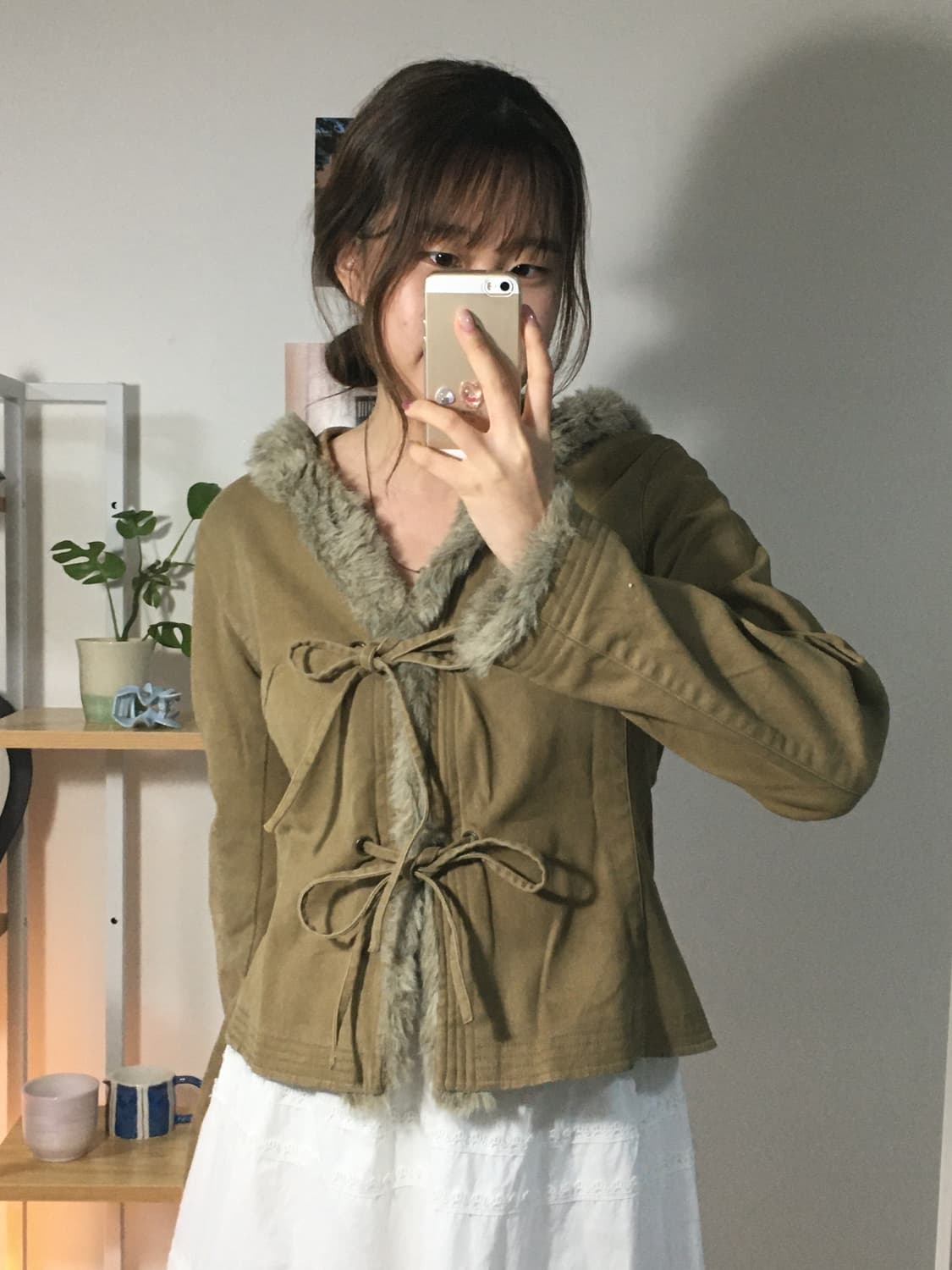 캬라멜 퍼 리본 자켓 상품이미지2