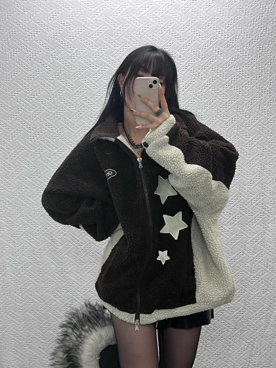 엑스톤즈 키치 Y2K 폭닥 슈팅스타 후리스 양털 자켓 L C08962 상품이미지1