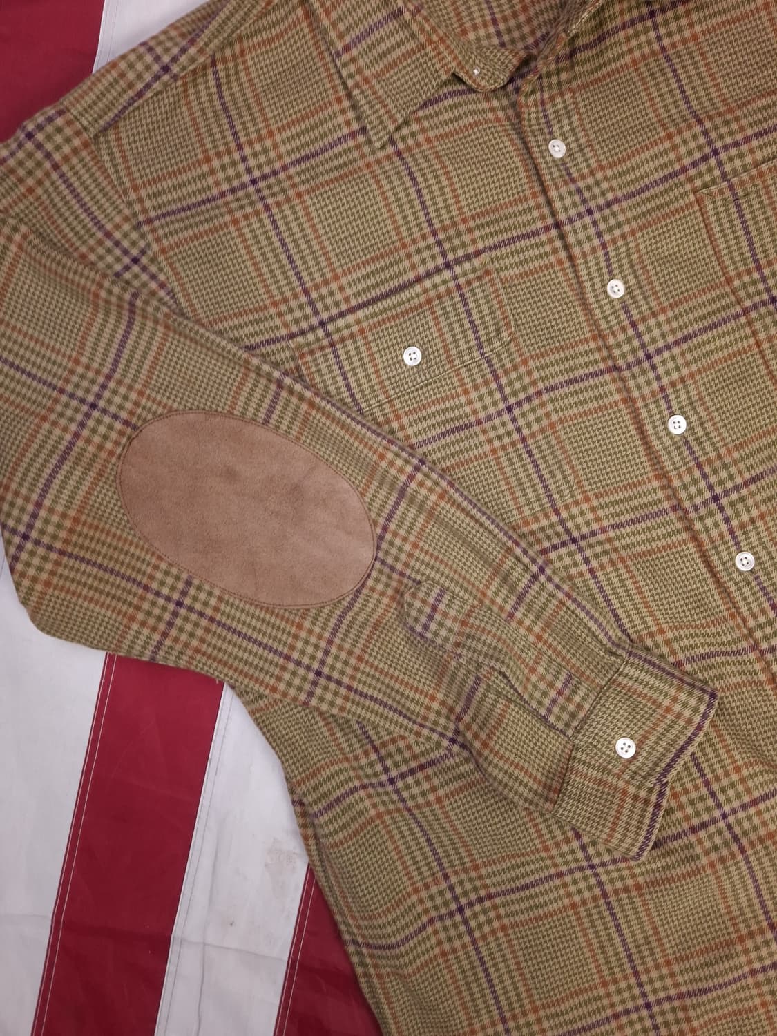 오리지날 폴로랄프로렌 스웨이드 엘보우 글렌 체크 셔츠 상품이미지2