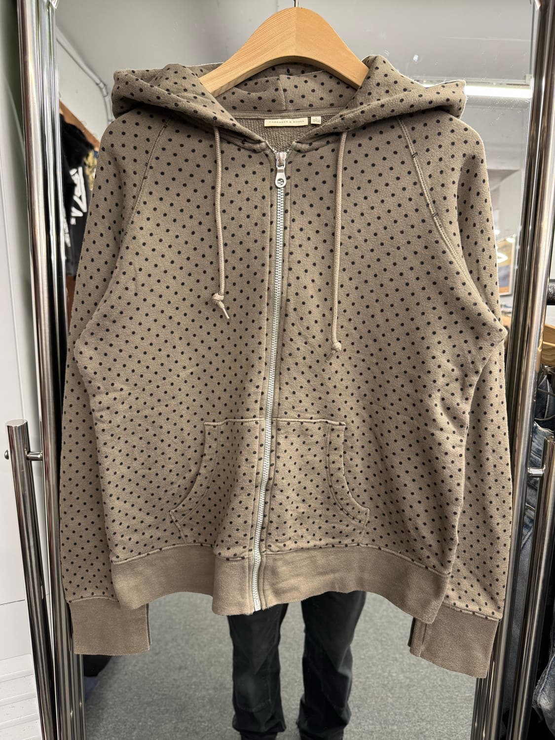 재패니즈 빈티지 우먼스 도트 패턴 후드집업 상품이미지1