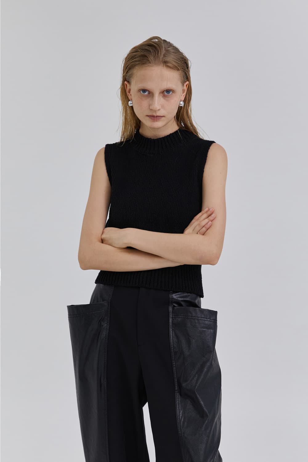 Treeming Cutting Line Faux Leather Pants 상품이미지7