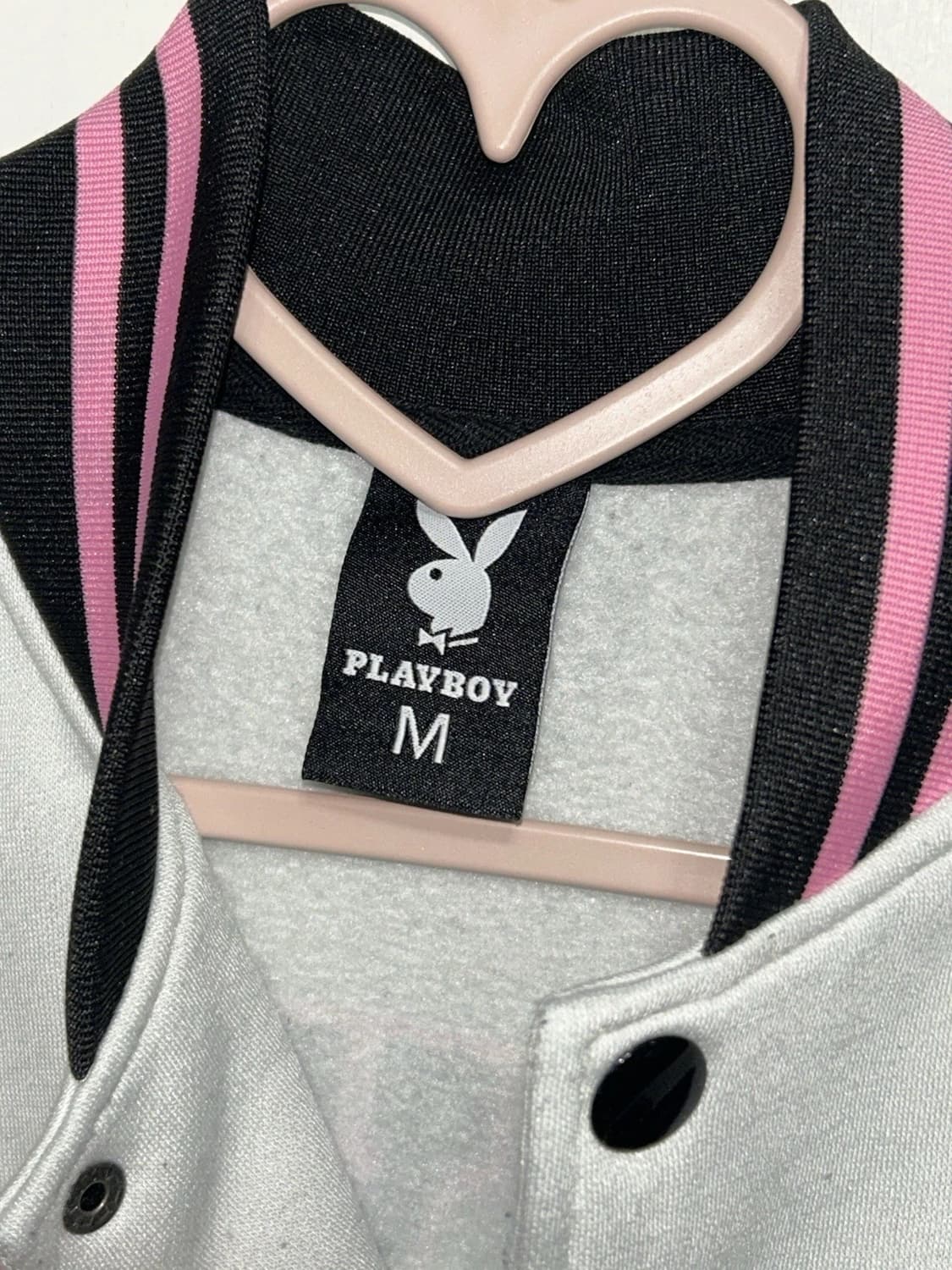 플레이보이 53 바시티 자켓 화이트 핑크 상품이미지2