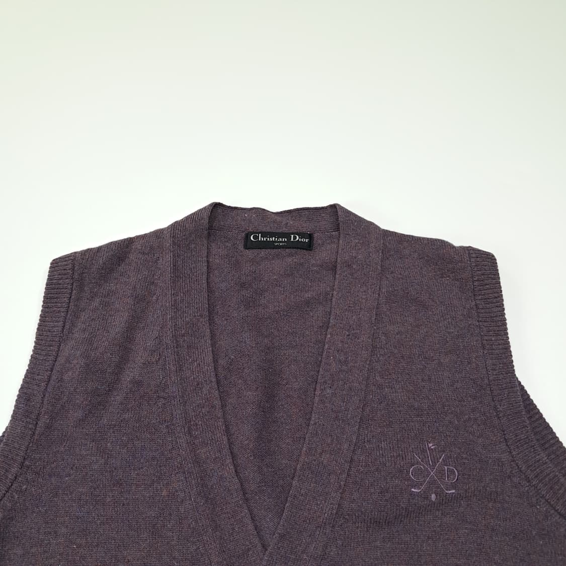 CL871 L 디올 90s 일본판 멜란지 퍼플 브이넥 니트 조끼 상품이미지2