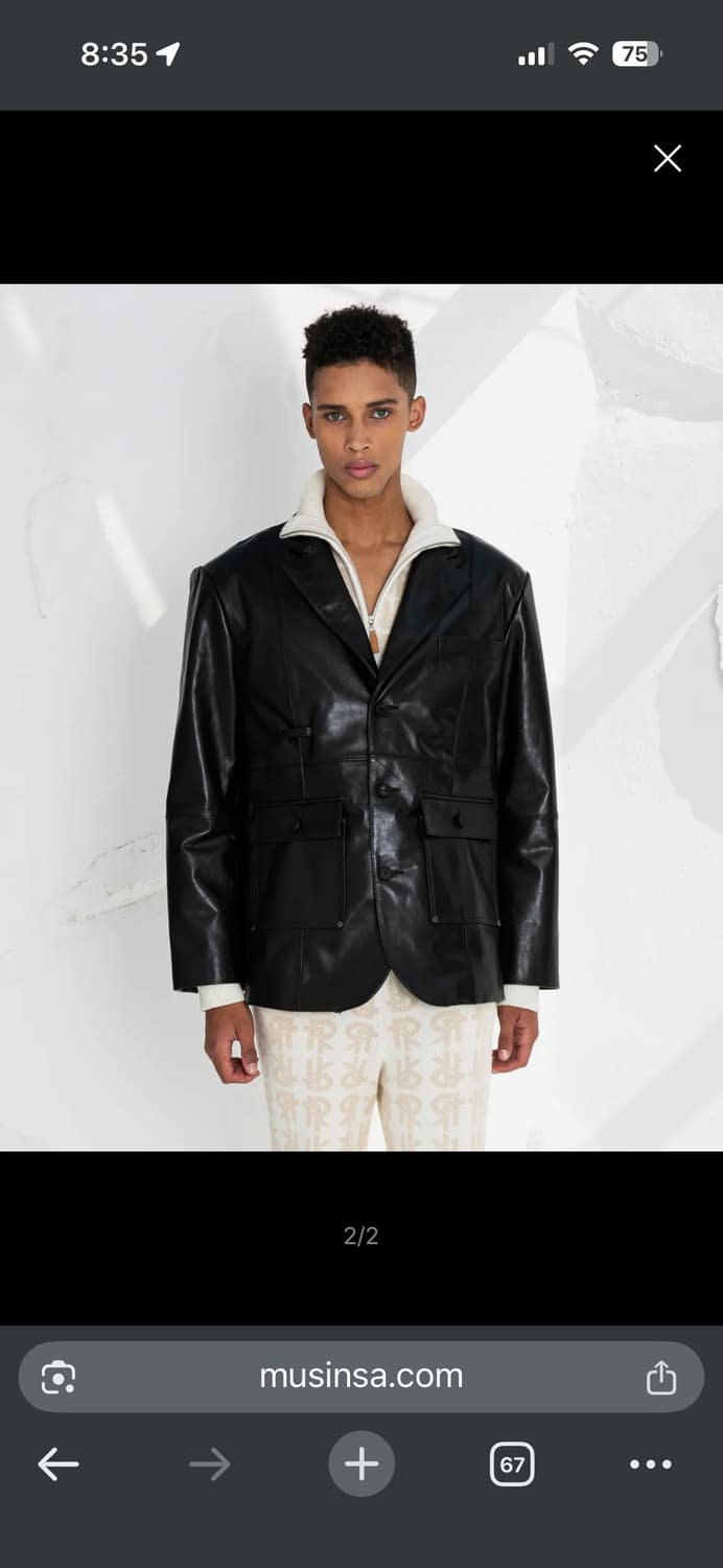 루오니어 / 레더 소가죽 블레이저 자켓 / 50(3xl) 115  상품이미지2