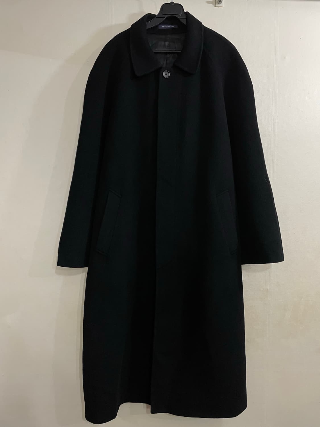 INDIAN UOMO 발마칸 캐시미어 울 롱코트 블랙 상품이미지2