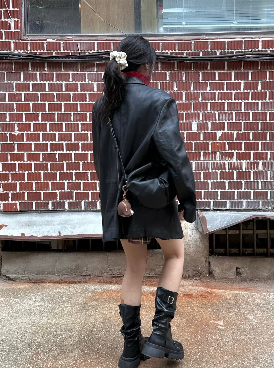 양가죽 블레이져 폴로 반팔 폴라니트 벨티드 스커트 코디세트 상품이미지3