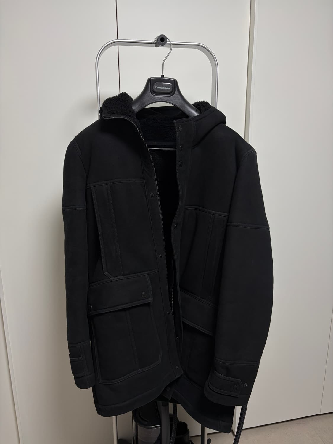 제냐 리얼램스킨 후드 무스탕 코트 상품이미지2