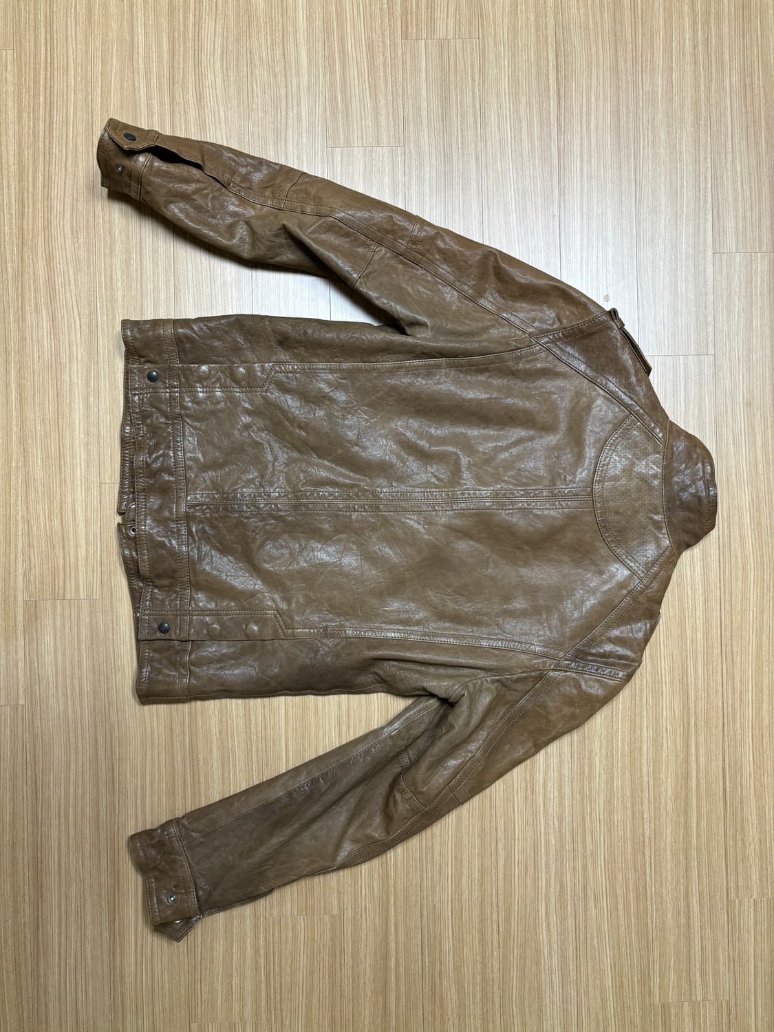 브라운 디테일 레더 자켓 상품이미지6