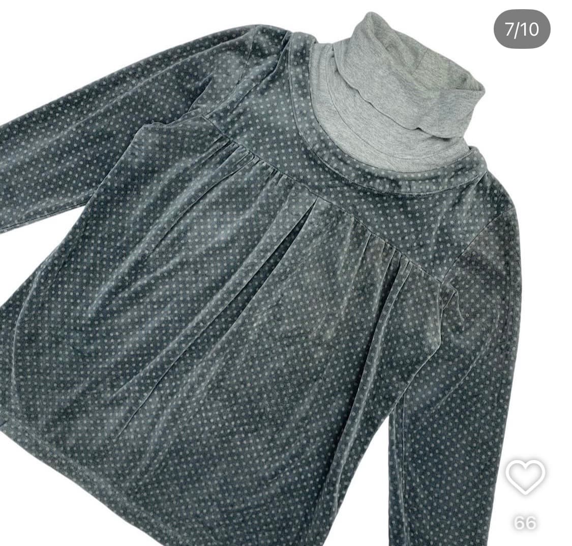 합정빈티지 도트 땡땡이 긴팔 탑 상품이미지2