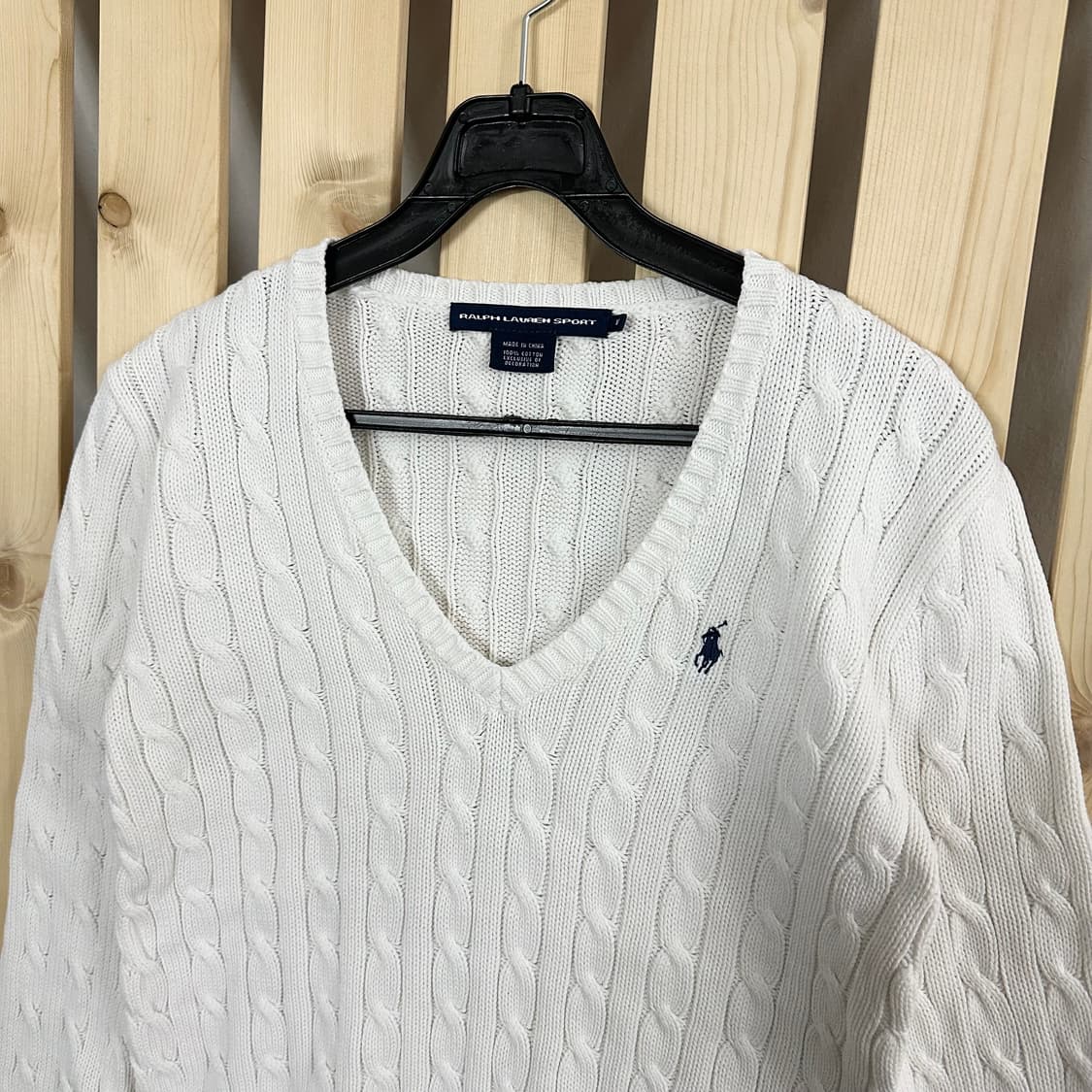 (S) 폴로 랄프로렌 아이보리 케이블 브이넥 니트 스웨터 상품이미지5