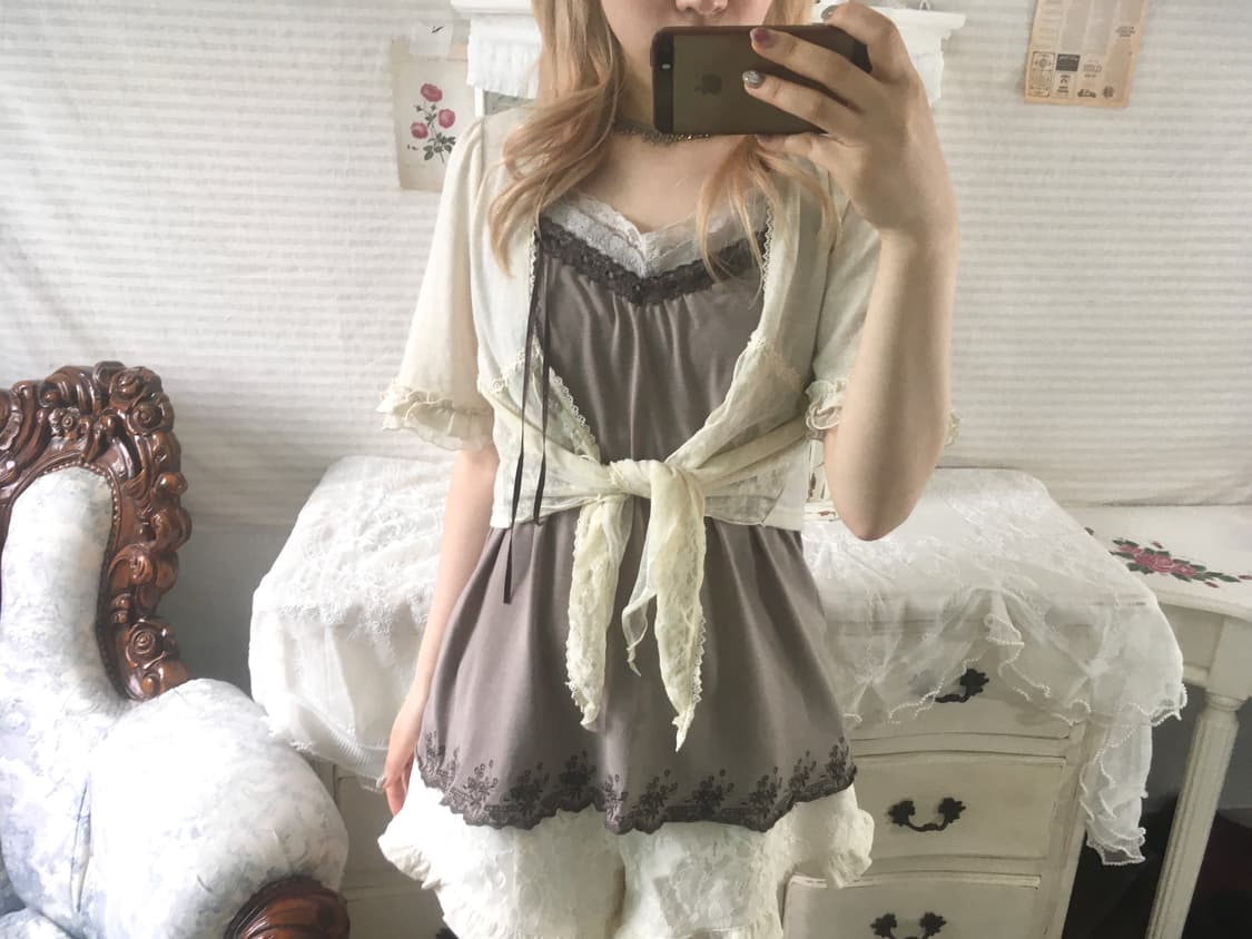 Set)액시즈팜 레이스 볼레로 가디건 + 앤틱 레이스 나시 상품이미지2