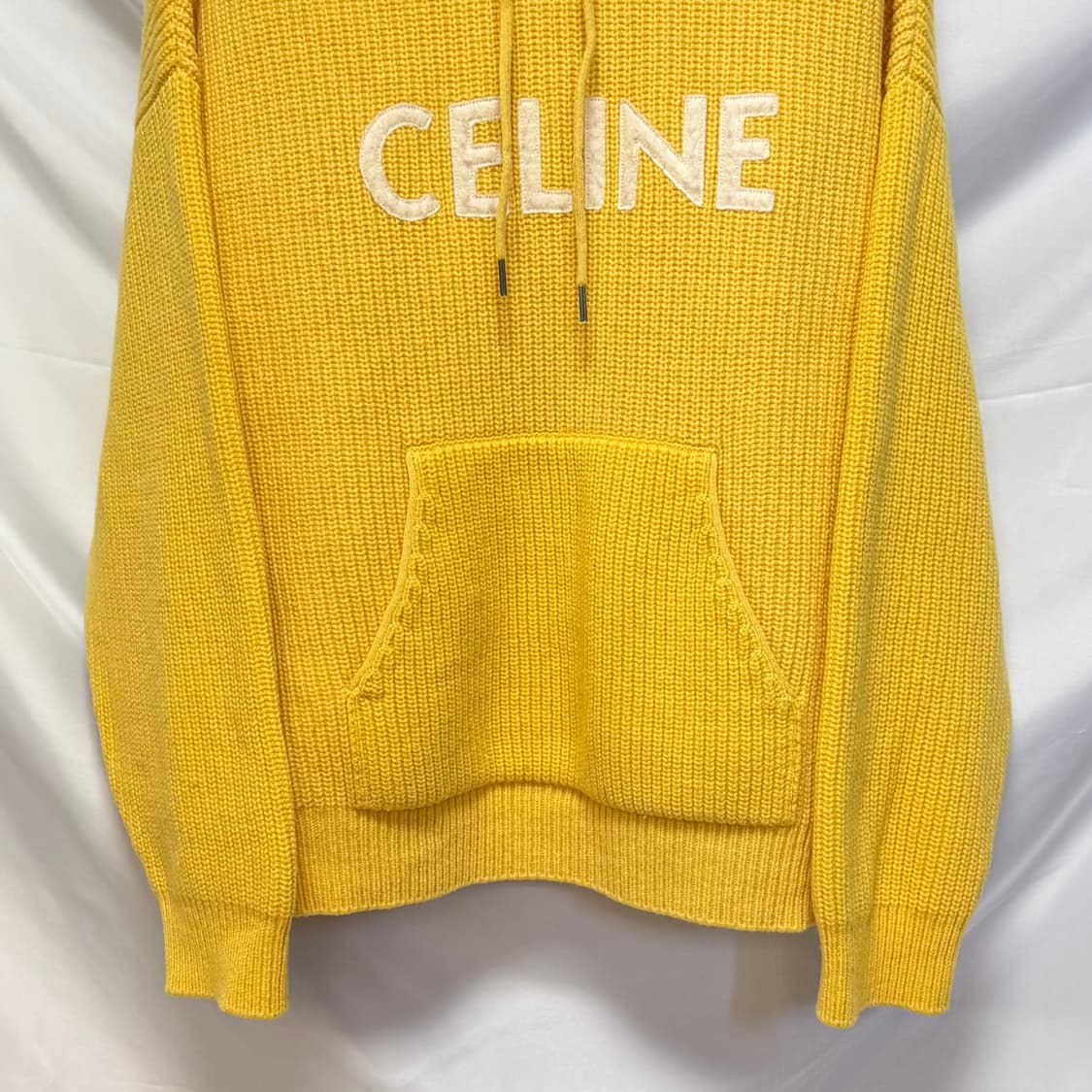 [S+급/M] 셀린느 리브드 울 니트 후드티 옐로우 상품이미지3
