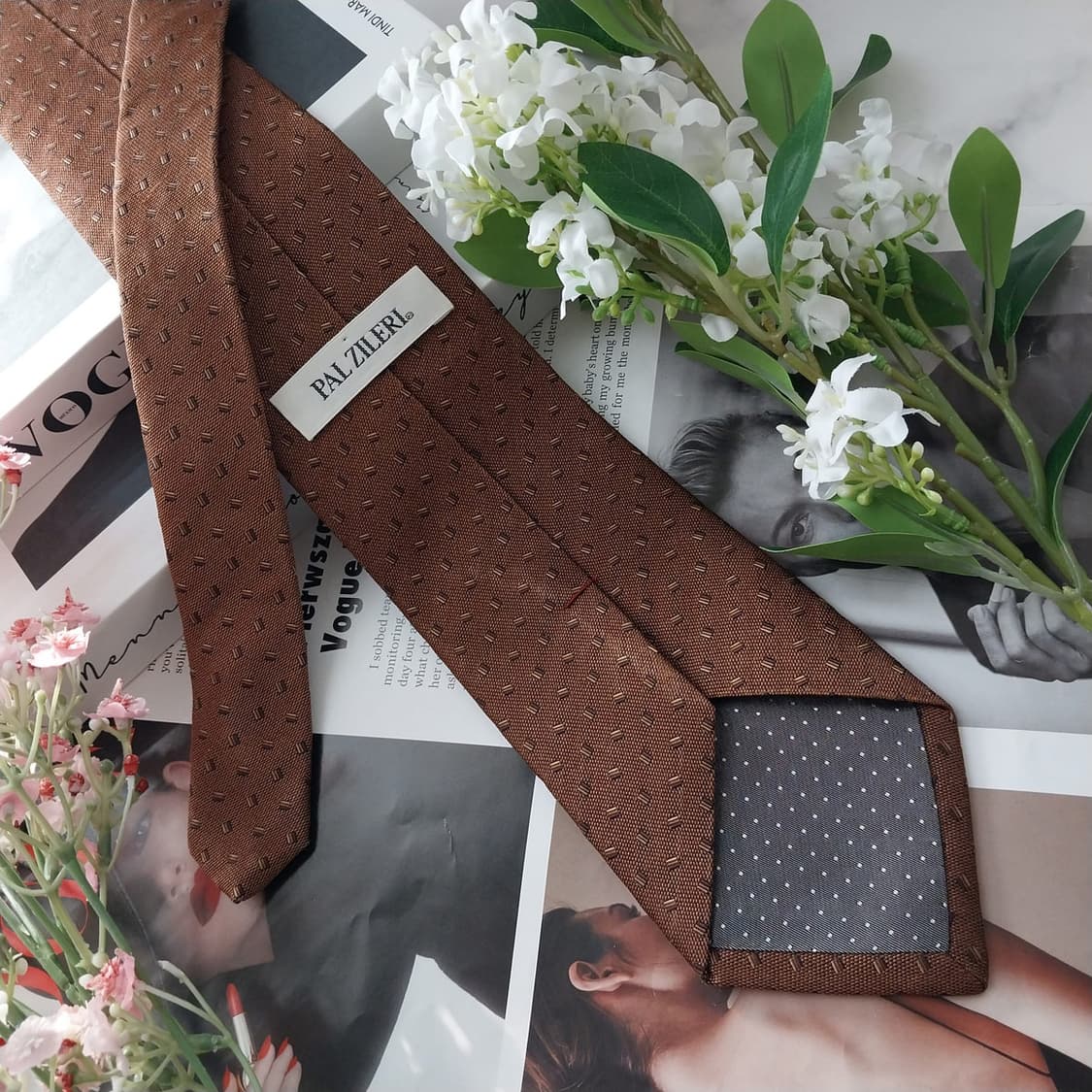 빨질레리 실크 브라운 미니 패턴 넥타이 9.1cm A+등급 K1692
 상품이미지6