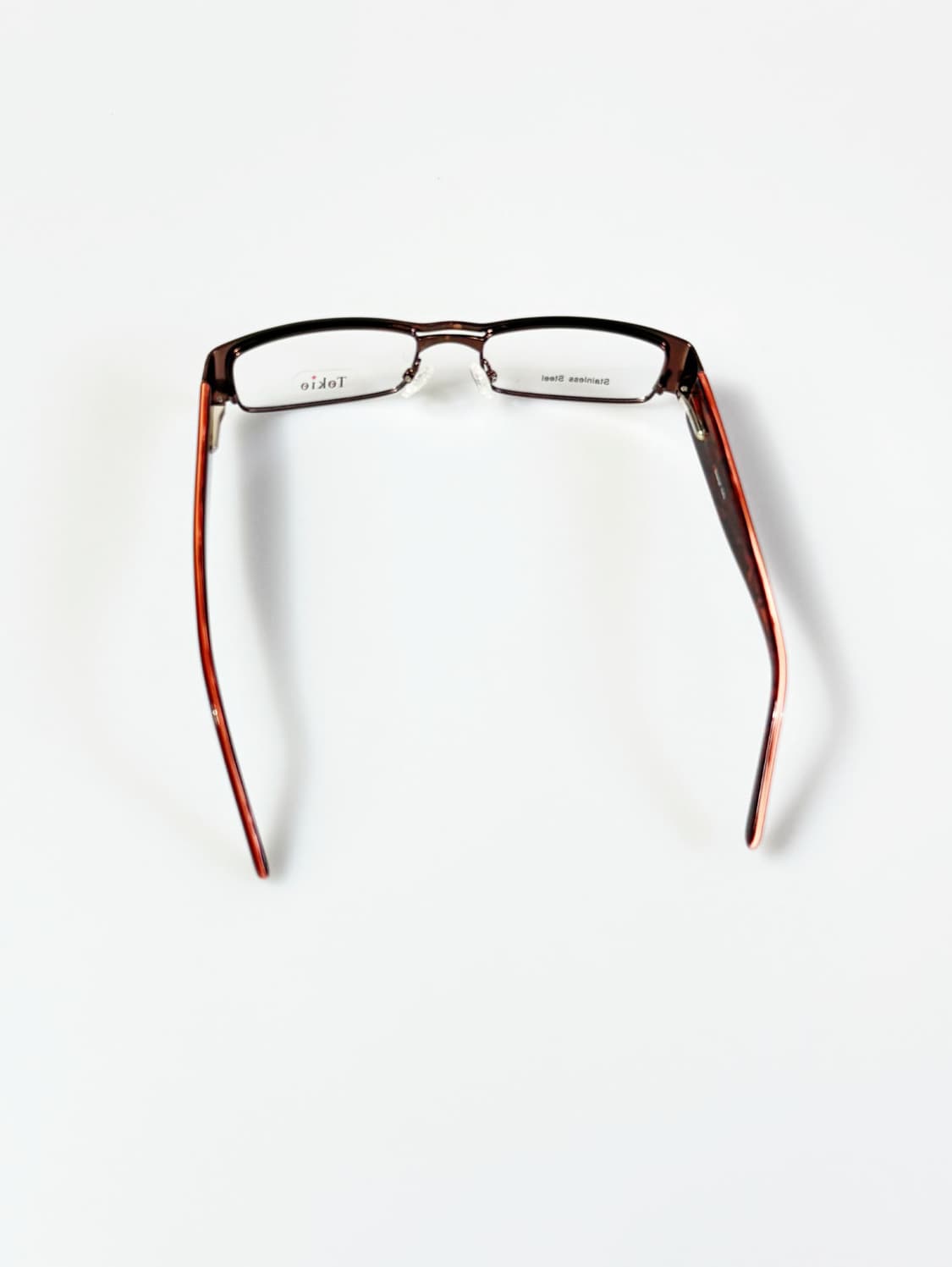 90s TOKIO 브라운 메탈 투브릿지 슬림 스퀘어 빈티지 안경 상품이미지6