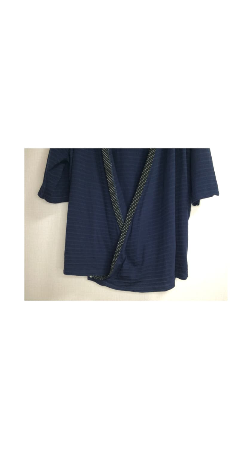 빈티지 네이비 도트라인 7부 소매 버튼 후드 상품이미지3