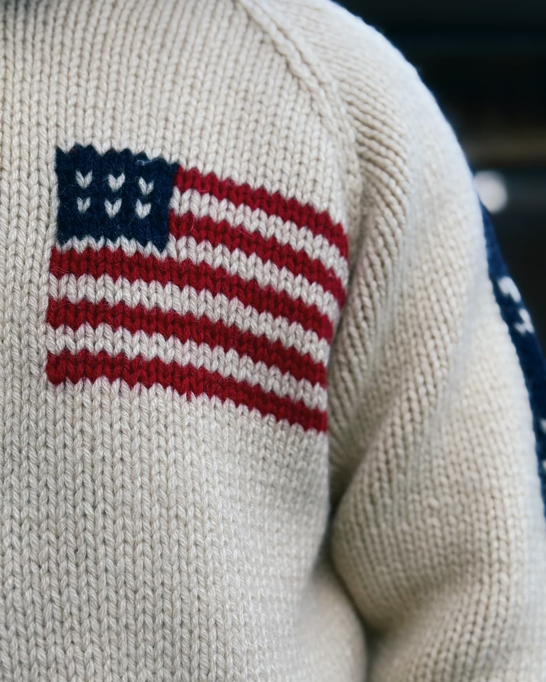 Canoe Lake 성조기 코위찬 스웨터 M 상품이미지10