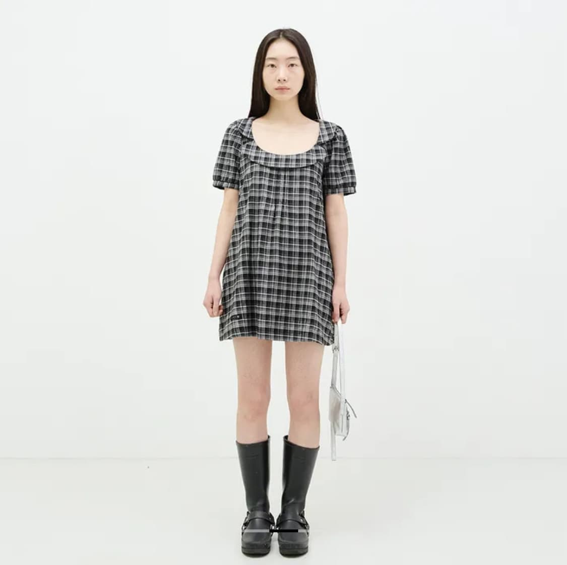 모닝글로리 미니 드레스 블랙 체크 상품이미지2