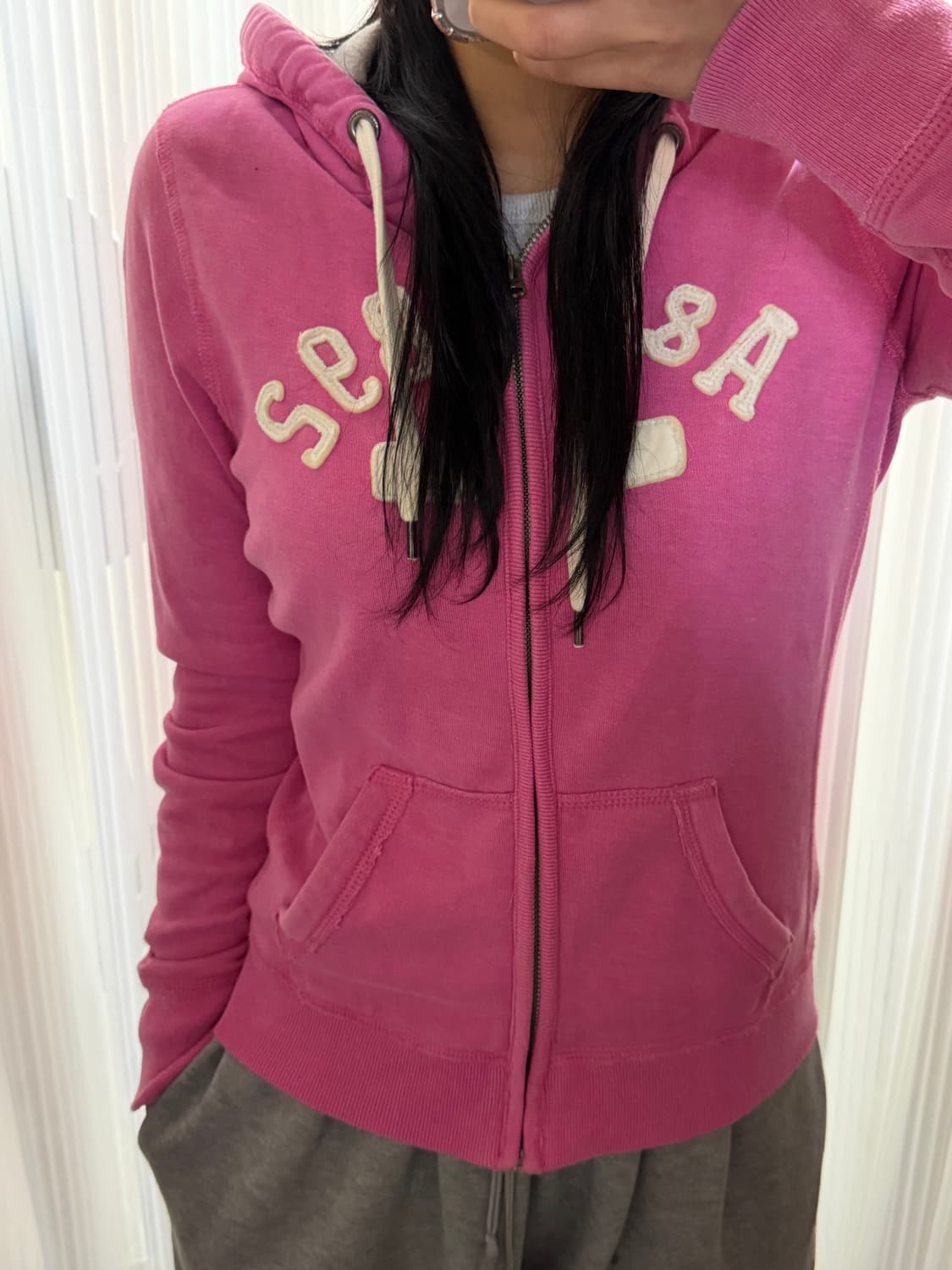 대장템 슬림핏 아베크롬비 핑크 후드집업 m 상품이미지1