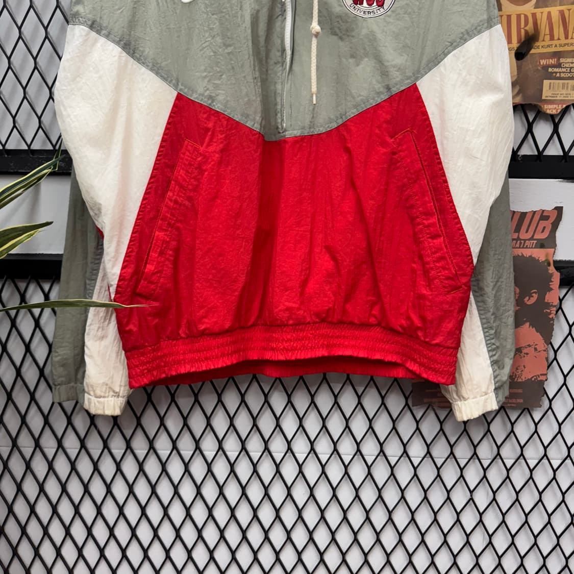 90s 나이키 올드스쿨 바람막이 레트로 아노락 컬러블록 레드 화이트 상품이미지4