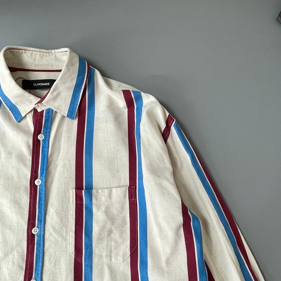 스프라이트 배색 포켓 코튼 셔츠 L 상품이미지3