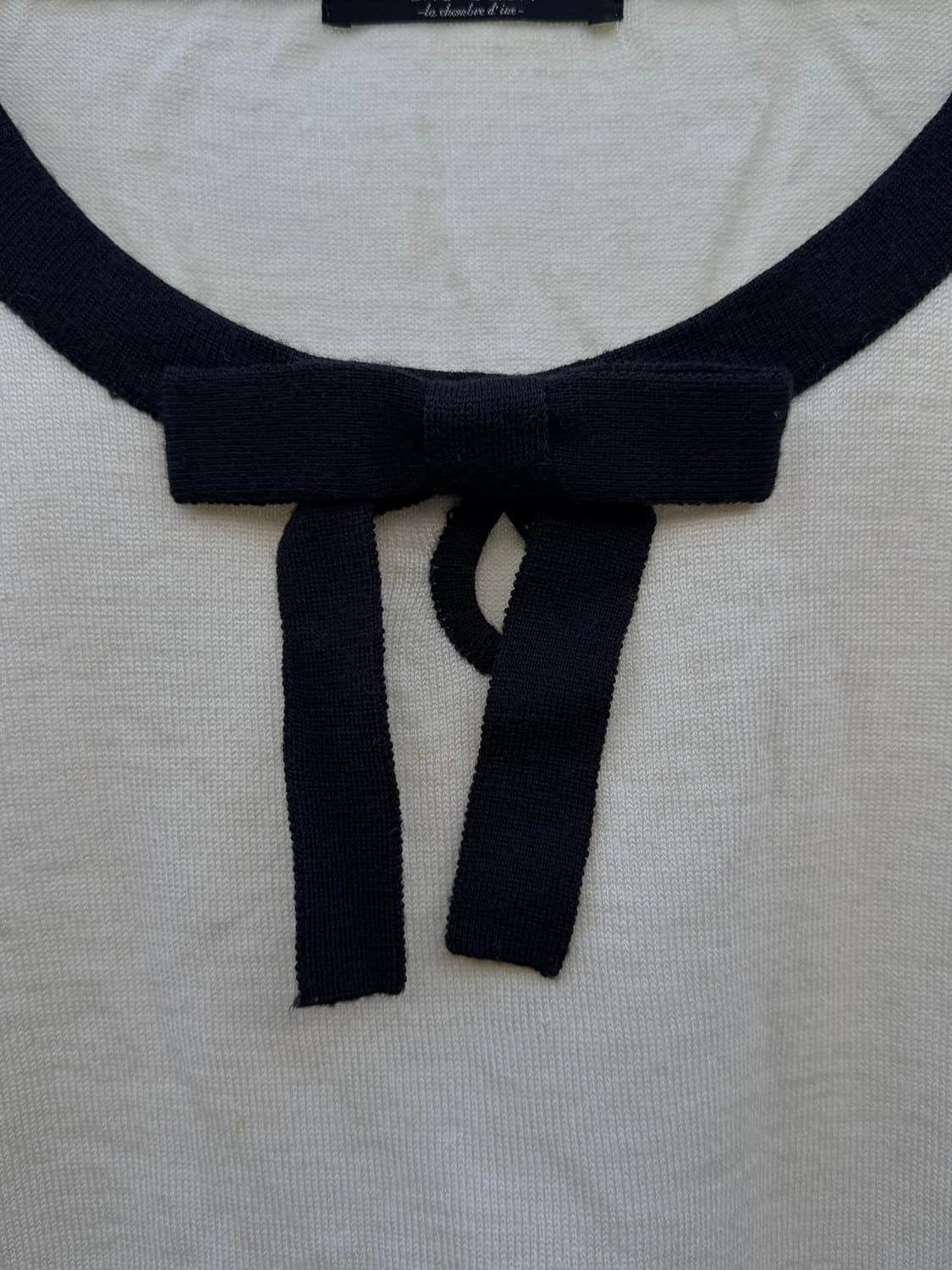 아이보리 리본 니트 탑 상품이미지2