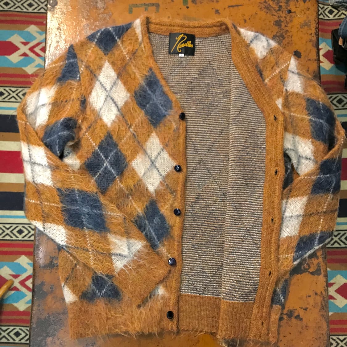 니들즈 아가일 패턴 모헤어 울 가디건 남성 102 105 여성 루즈핏 상품이미지5