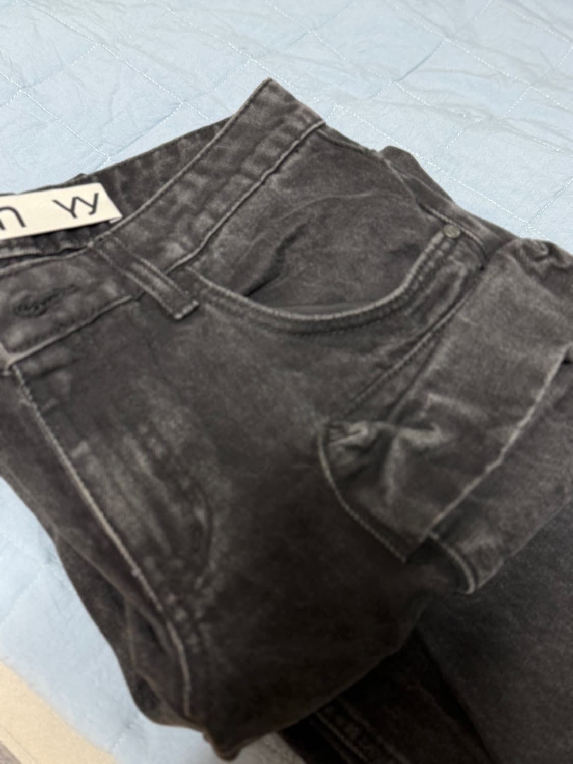 카리나 착용) Openyy 오픈와이와이 카고 포켓팬츠 블랙 1사이즈 상품이미지7