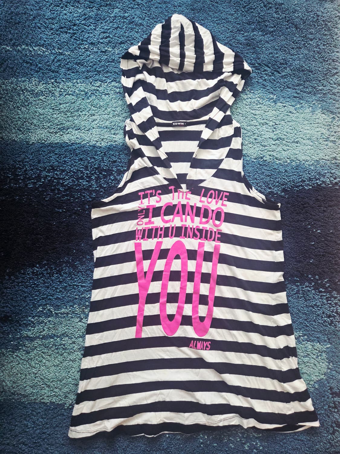 에드윈 y2k 스트라이프 갸루 민소매 후디 상품이미지1