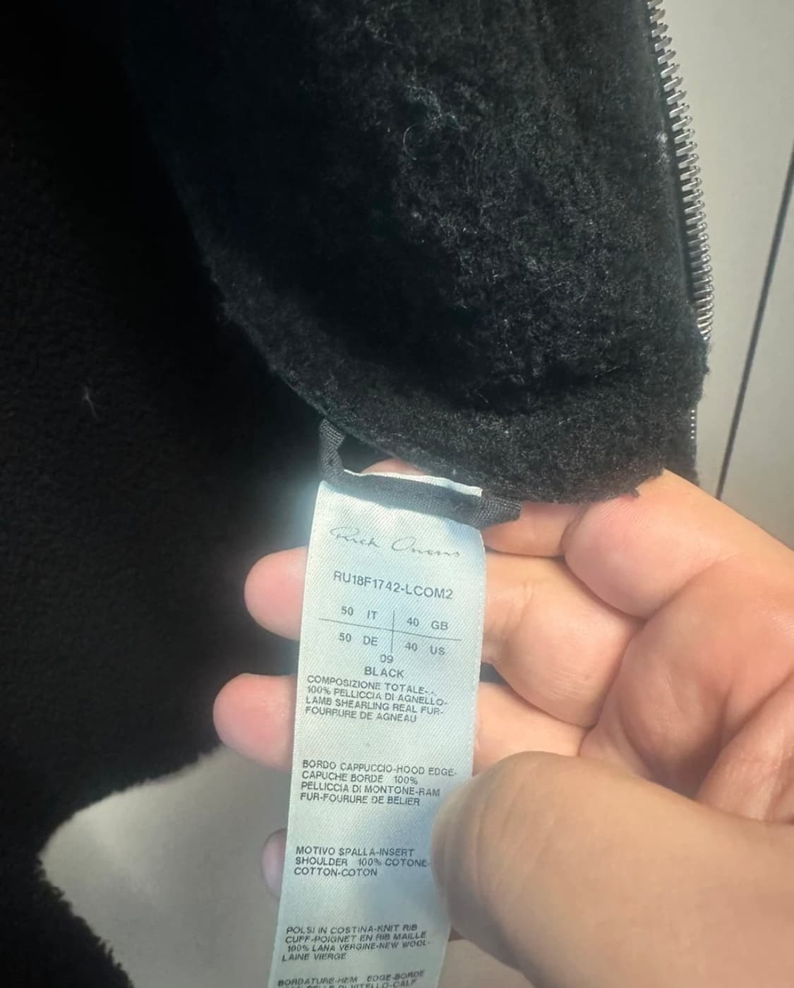 18fw 릭 오웬스 후디드 무스탕 50사이즈 상품이미지5