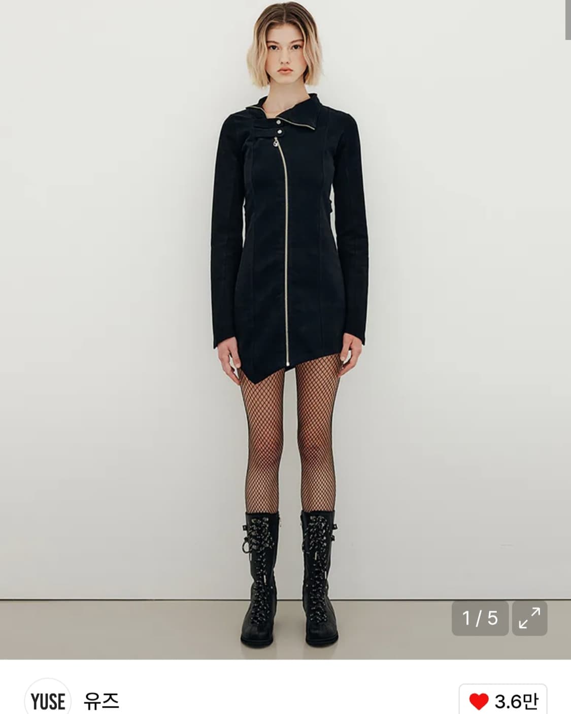 유즈 언발란스 집업 드레스 탑 블랙 상품이미지1