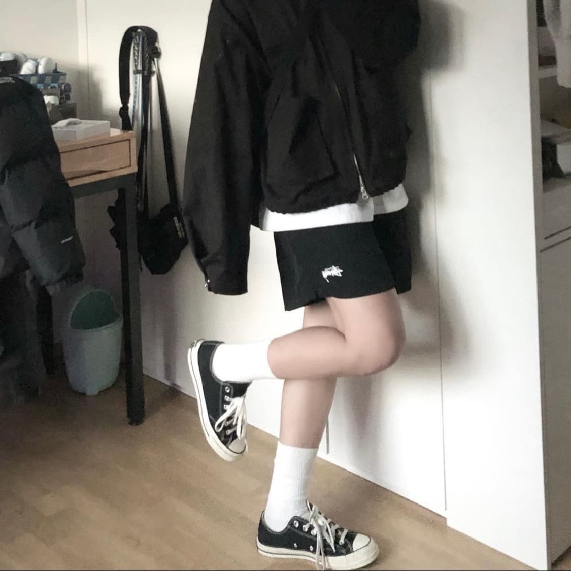 (S) 스투시 스탁 로고 팬츠 쇼츠 블랙 상품이미지2