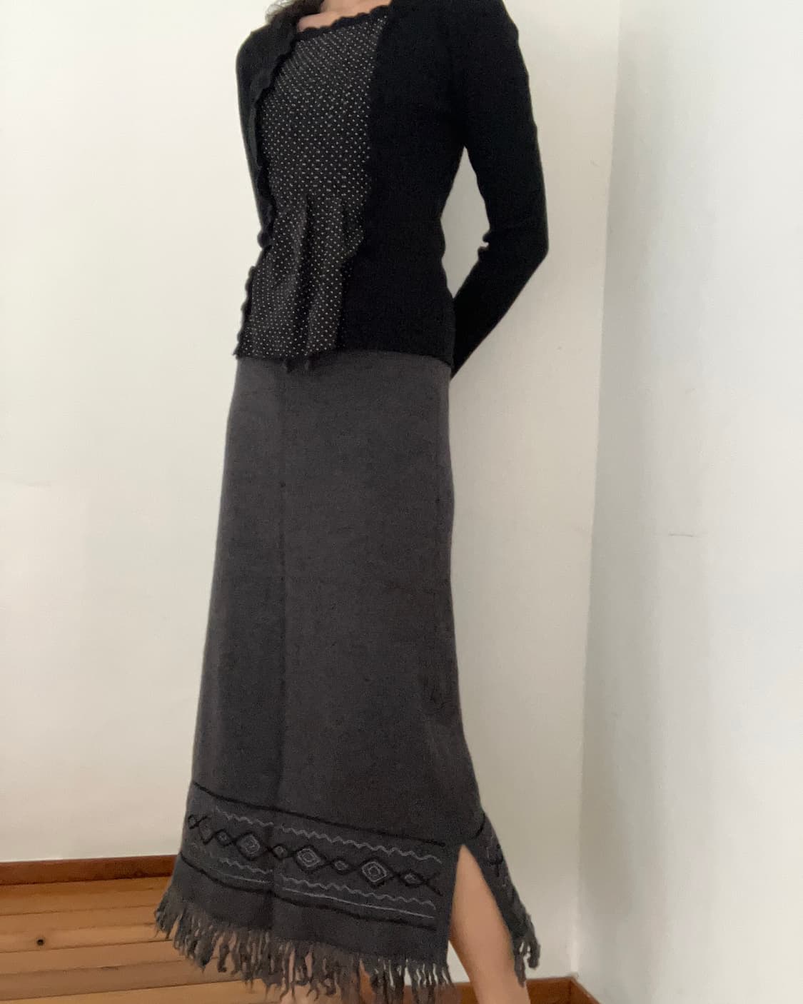 차콜 롱스커트 상품이미지1