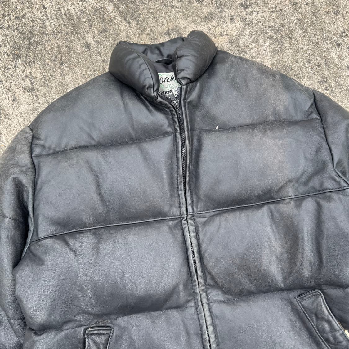 [L] 90s Schott 쇼트 레더 가죽 패딩 점퍼 상품이미지6