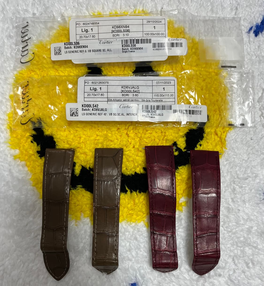 정품) 까르띠에 탱크 L사이즈 악어가죽 20mm (디버클용) 버건디 상품이미지2