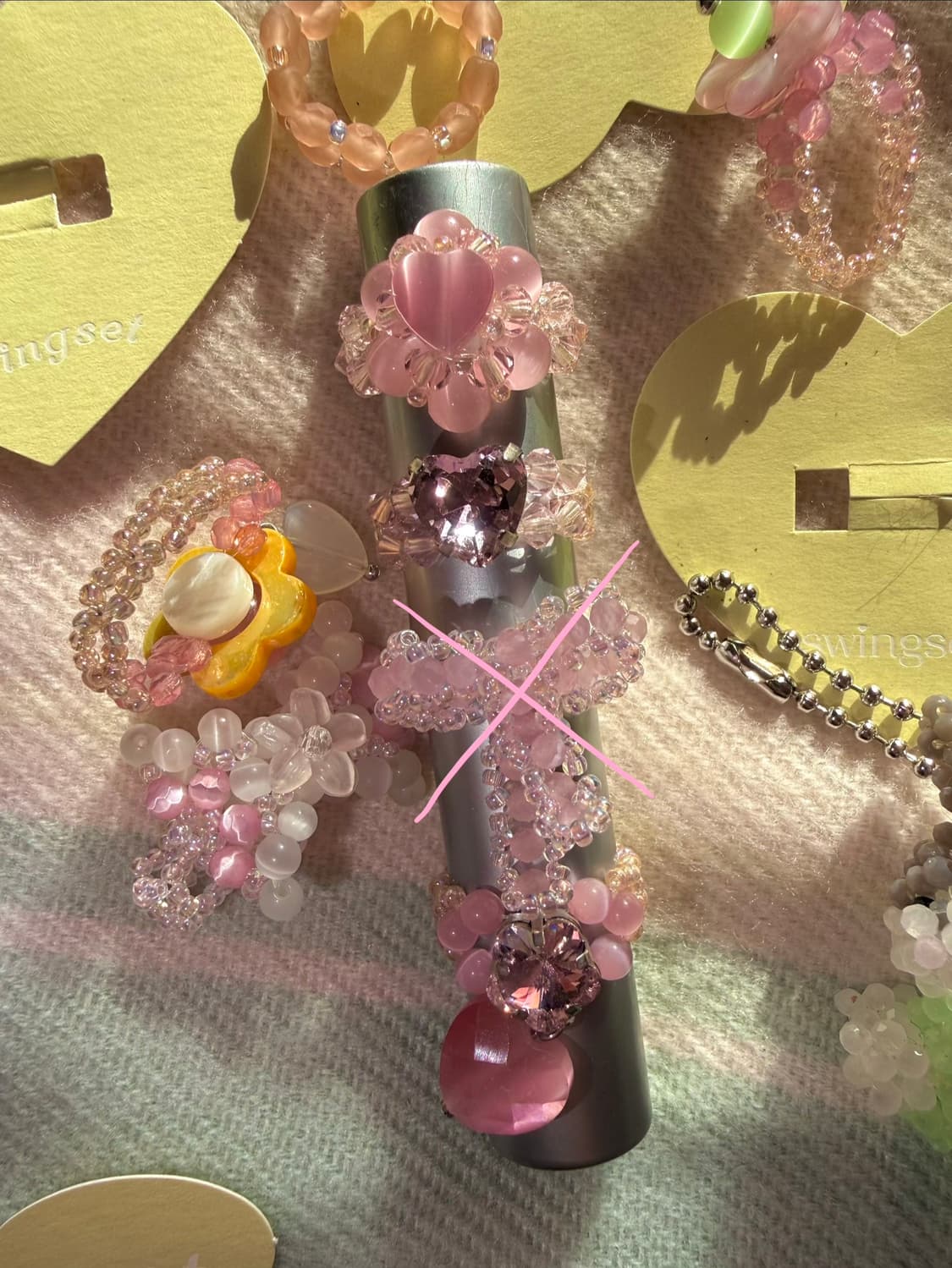 스윙셋 비즈반지 큐빅토끼링 갸루베이비메탈클럽엔젤넘버555포어링코이세이오 상품이미지10