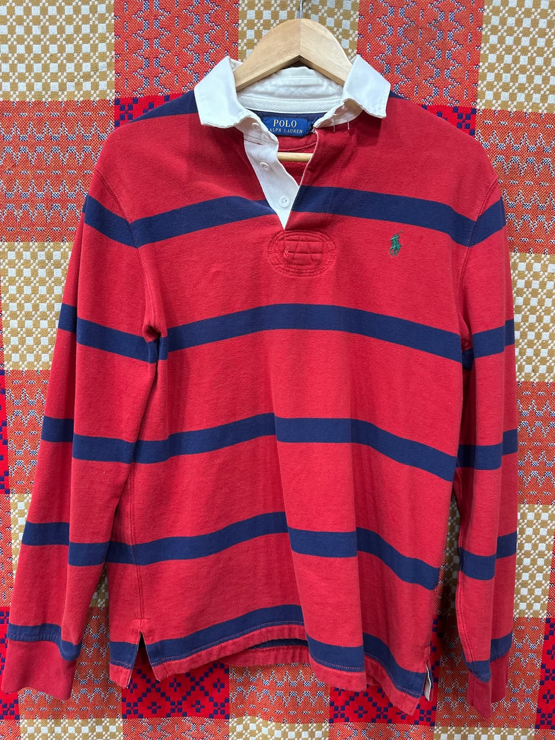 폴로 랄프로렌 기모럭비 셔츠 레드 스트라이프 m 상품이미지1