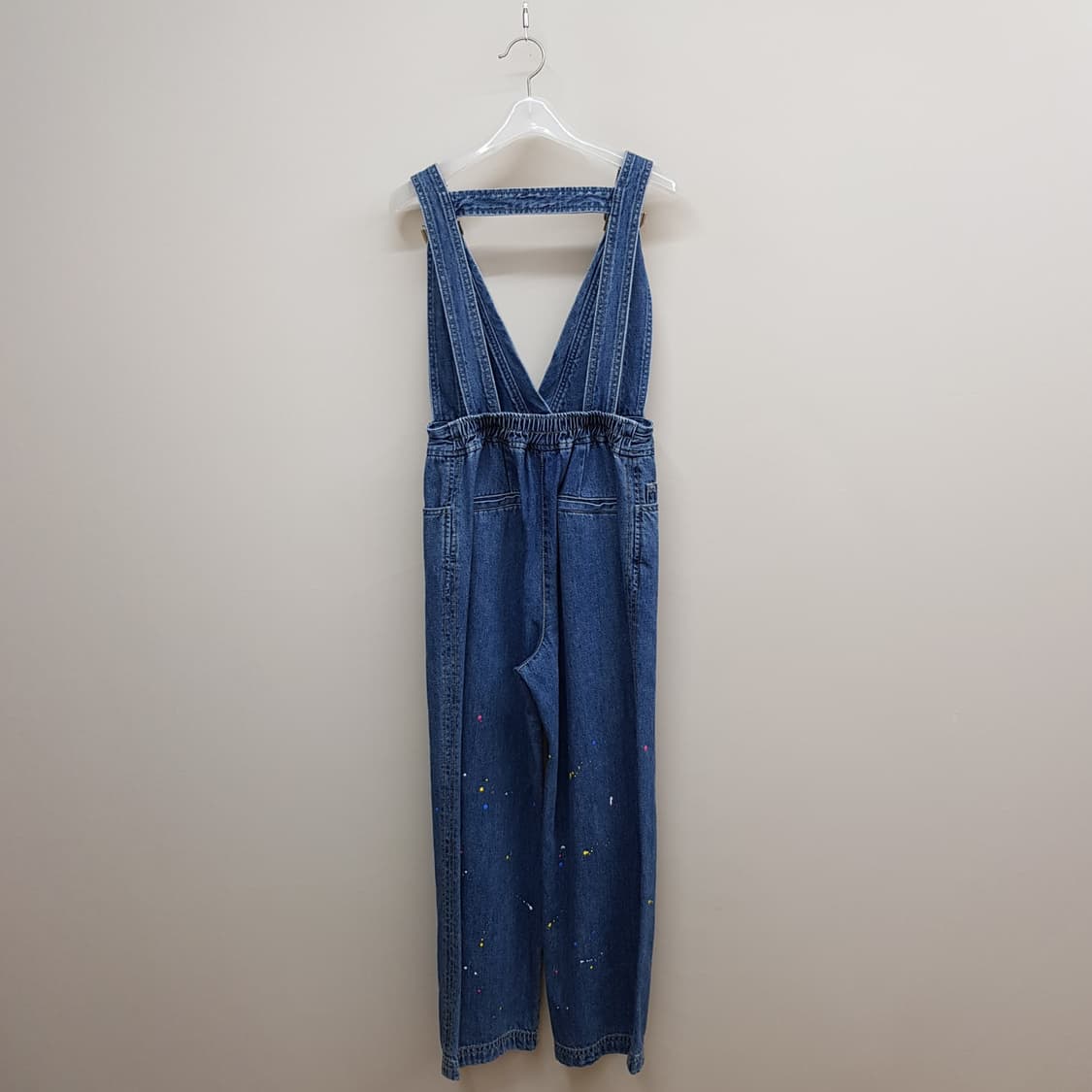 오즈세컨 O2nd  페인팅 디테일 데님 멜빵 점프슈트  76-90-155 상품이미지7