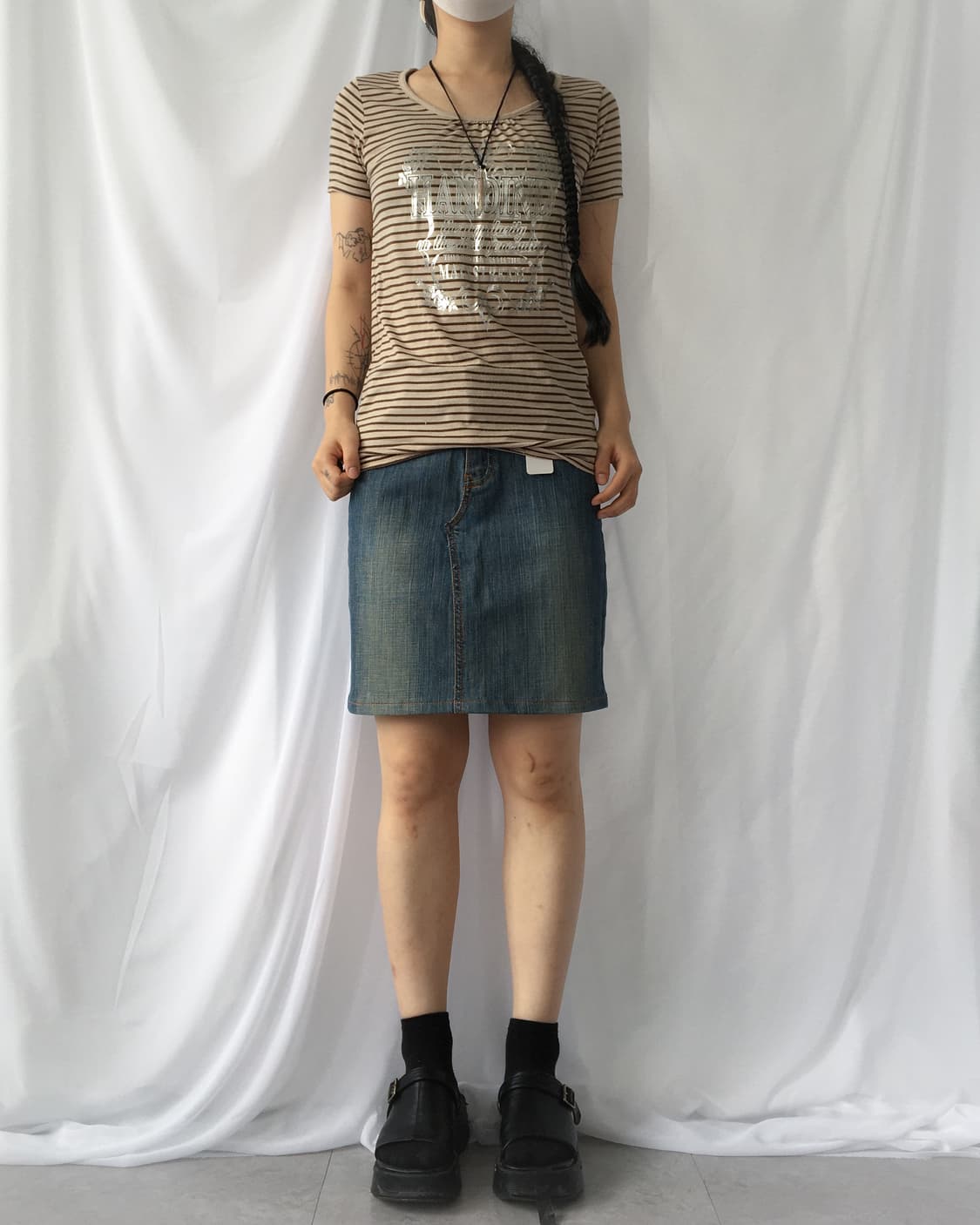 Cubic point denim mini skirt 상품이미지5