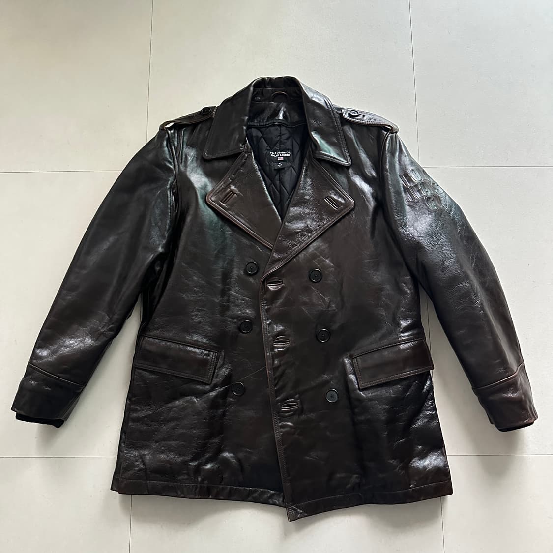 90s 폴로 진스 랄프로렌 레더 가죽 피코트 (M) 상품이미지1