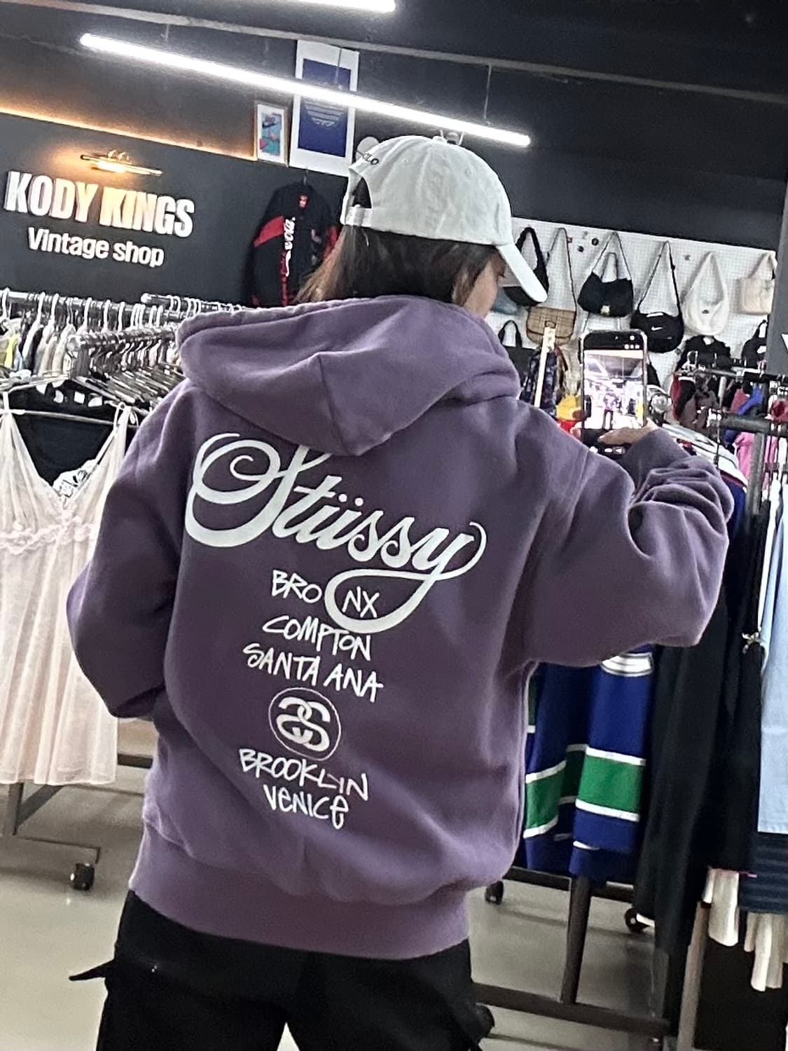스투시 (Stüssy)월드투어 로고 집업 후드 (퍼플) 상품이미지5