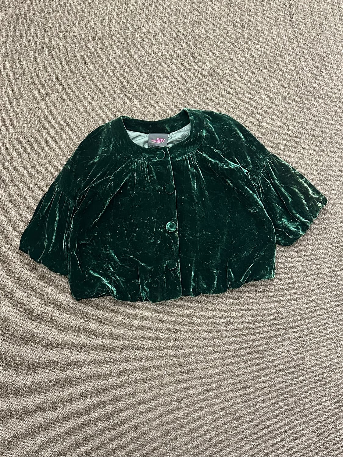 OS)레이빔즈 빈티지 여성 그린 벨벳 자켓 상품이미지1